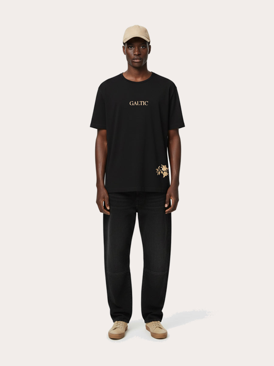 Galtic Nocturne Gold Floral Pima T-shirt