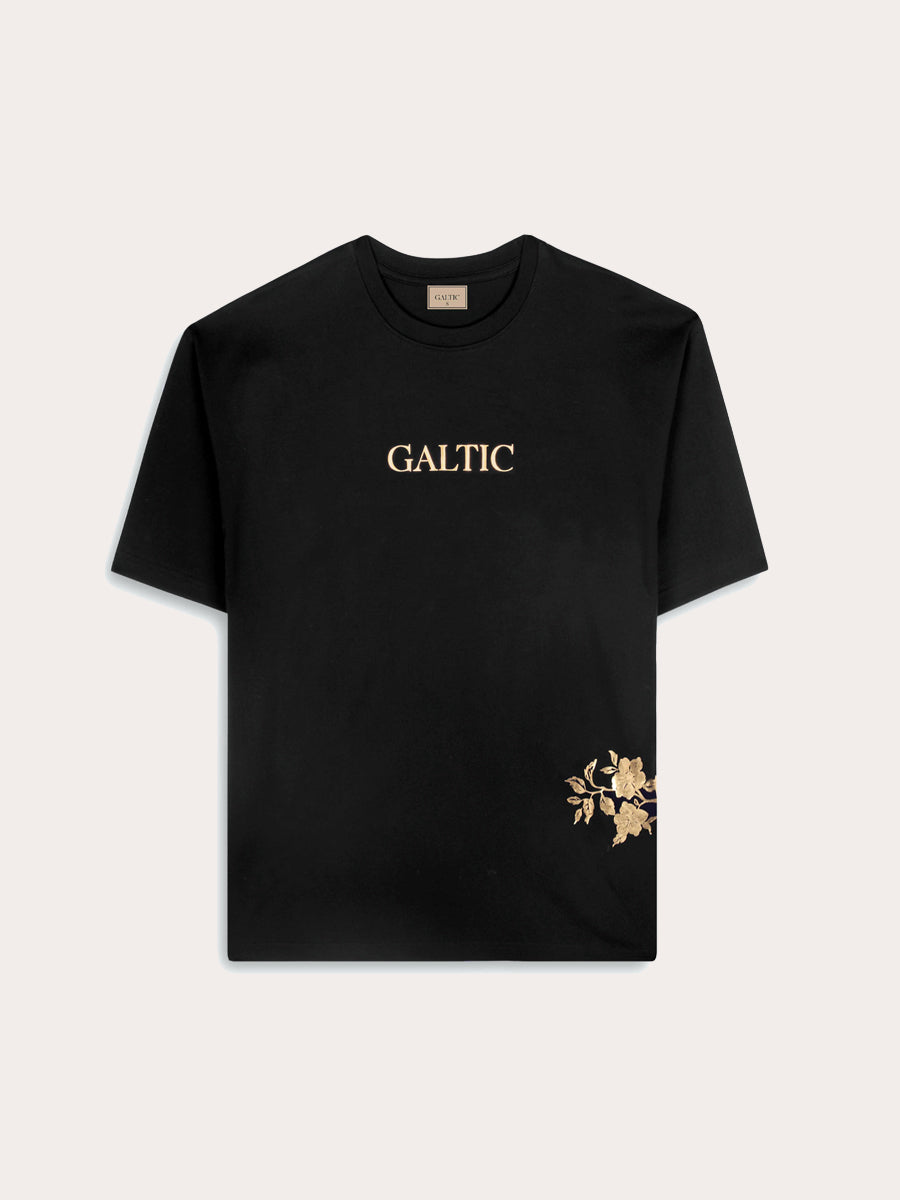 Galtic Nocturne Gold Floral Pima T-shirt