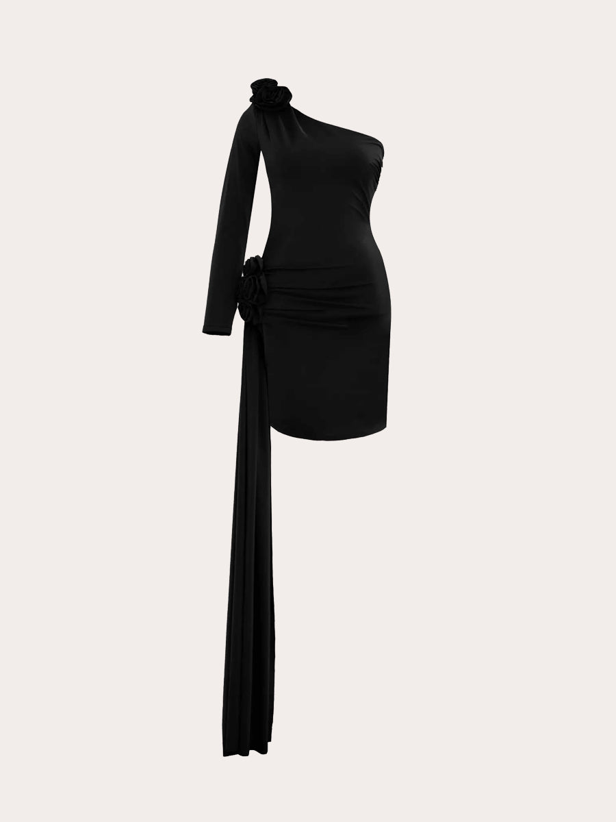 Noir Rose Drapée Mini Dress