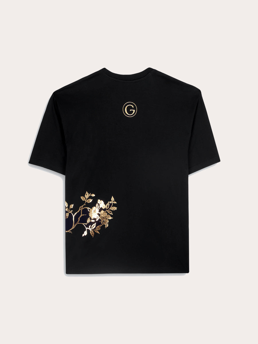 Galtic Nocturne Gold Floral Pima T-shirt