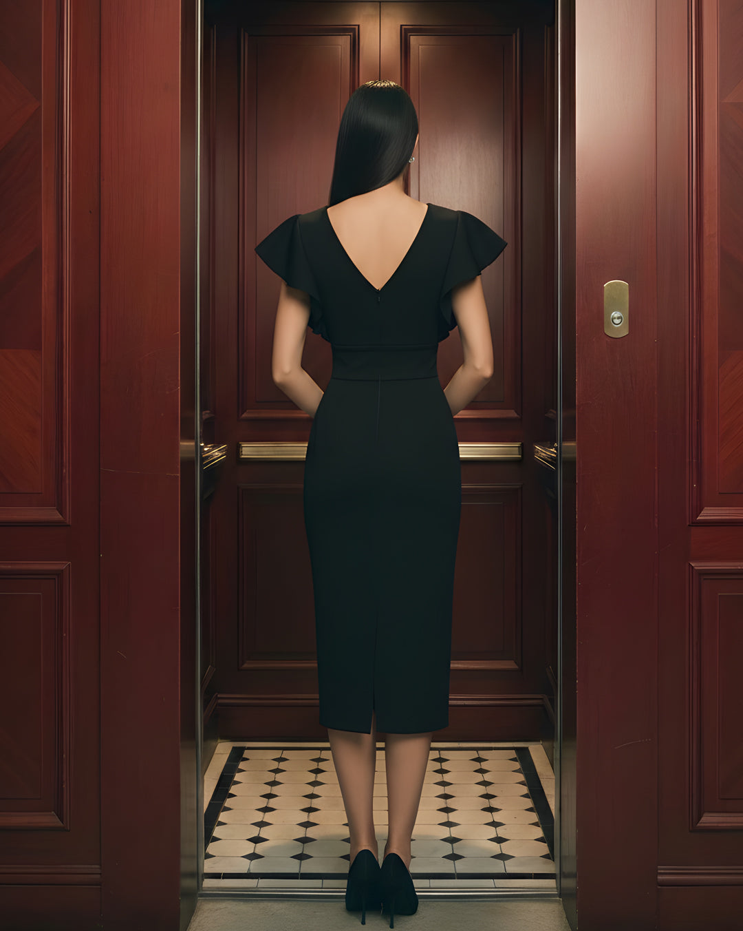 The Élan Noir Midi Dress