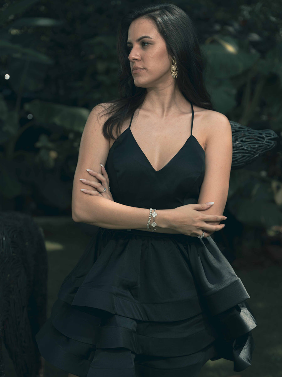 Nocturne Whisper Layered Mini Dress