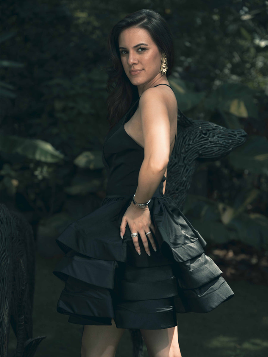 Nocturne Whisper Layered Mini Dress