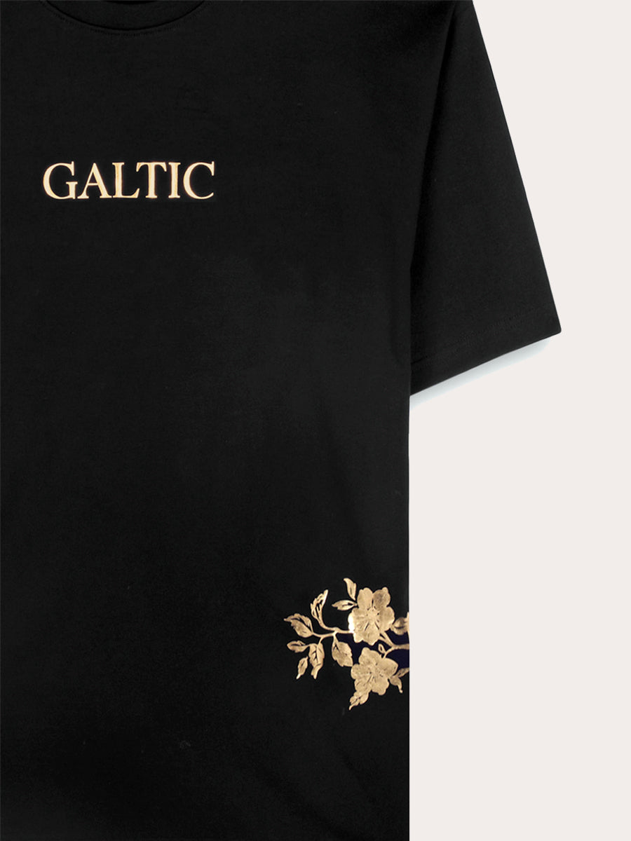 Galtic Nocturne Gold Floral Pima T-shirt
