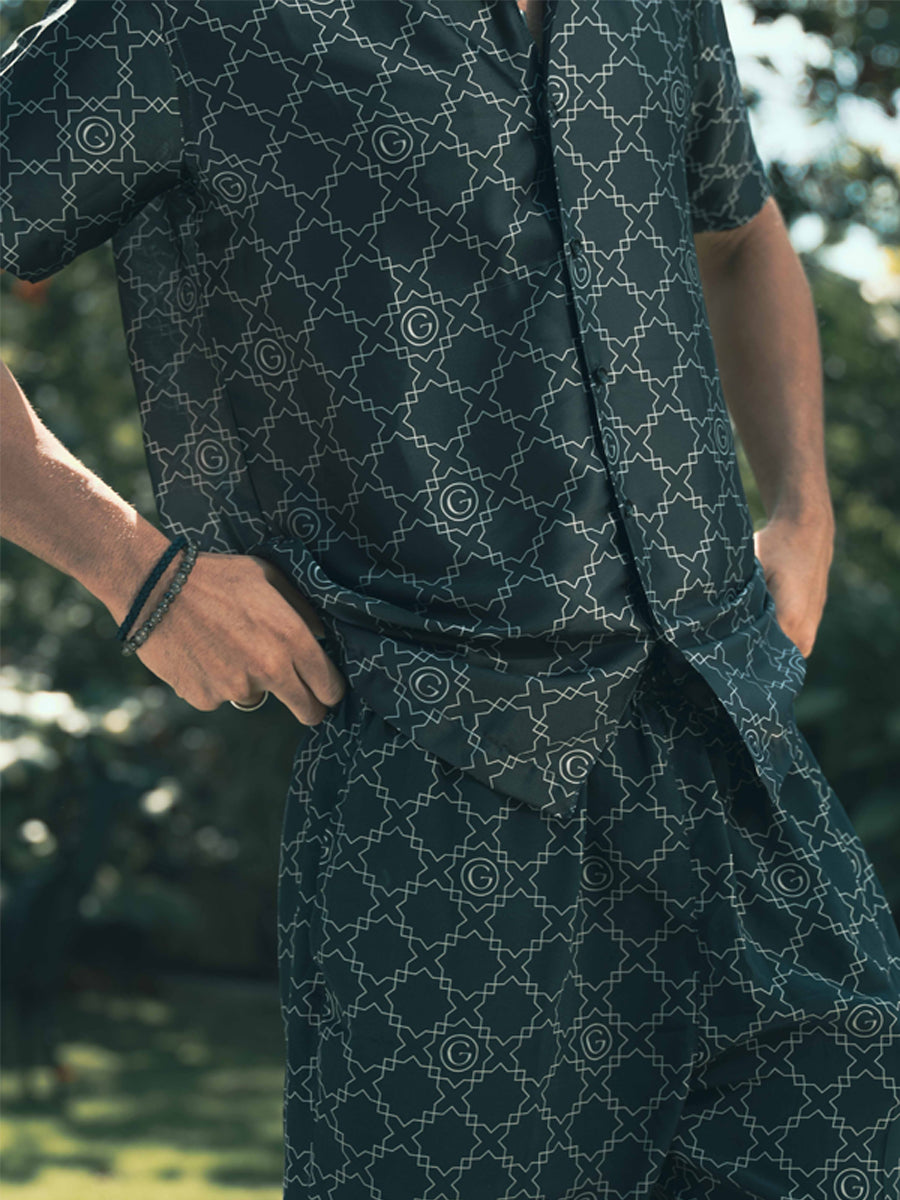 Galticverse Monogram Silk Satin Coord Set