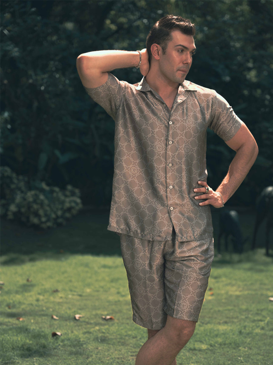 Galticverse Monogram Silk Satin Coord Set