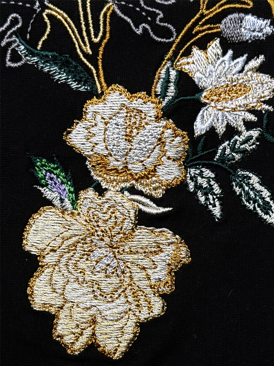 Galtic Enchanted Flora Embroidered Pima Tshirt