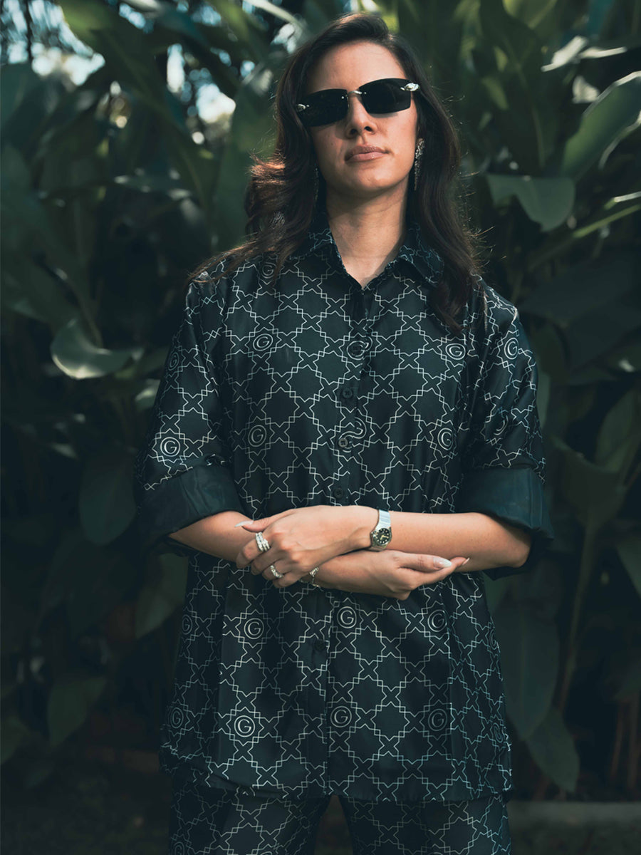 Galticverse Monogram Ethereal Silk Satin Coord set