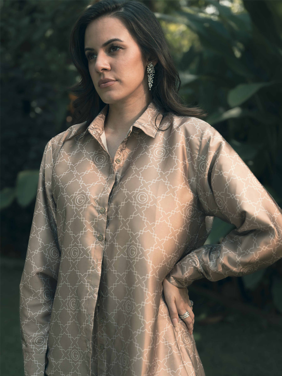 Galticverse Monogram Ethereal Silk Satin Coord set