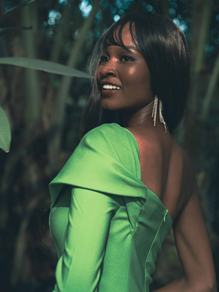 Celestial Cascade Sleeve Drapée Maxi Dress