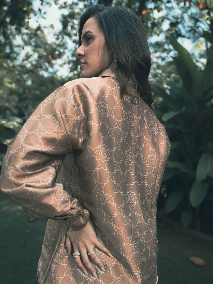 Galticverse Monogram Ethereal Silk Satin Coord set