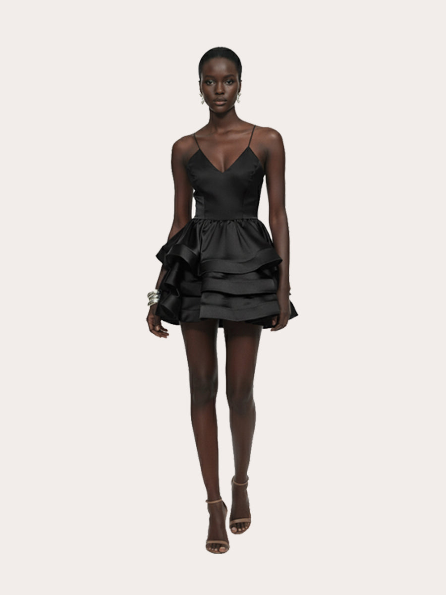 Nocturne Whisper Layered Mini Dress