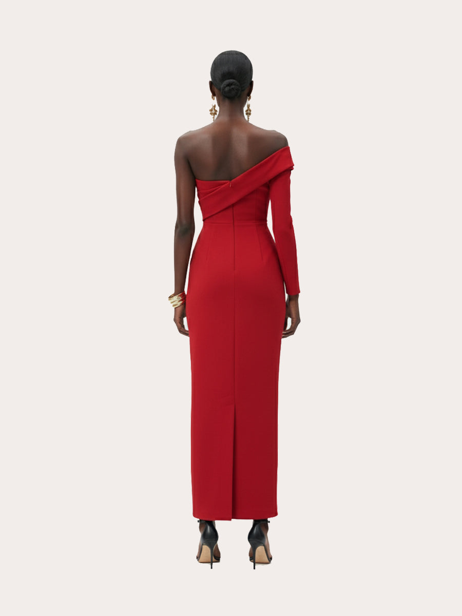 Celestial Cascade Sleeve Drapée Maxi Dress