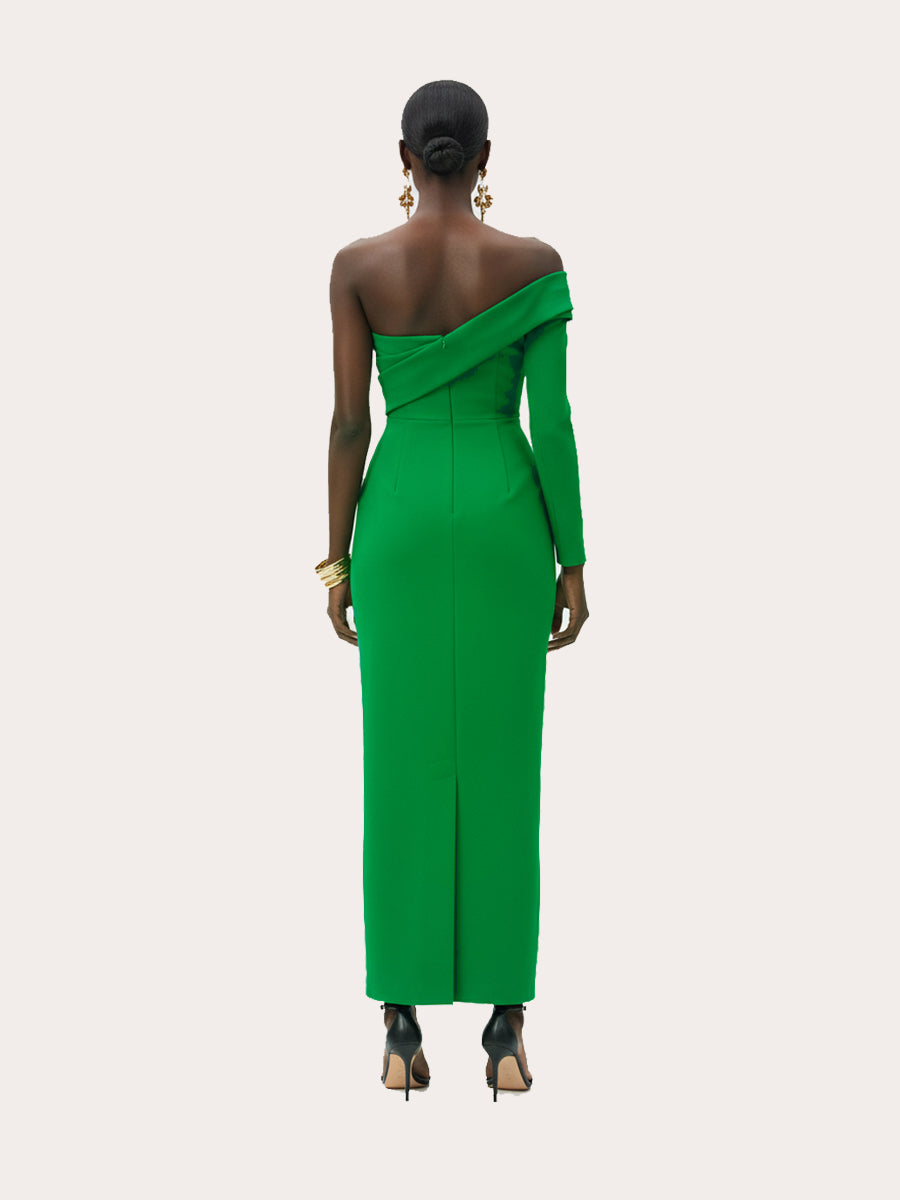 Celestial Cascade Sleeve Drapée Maxi Dress