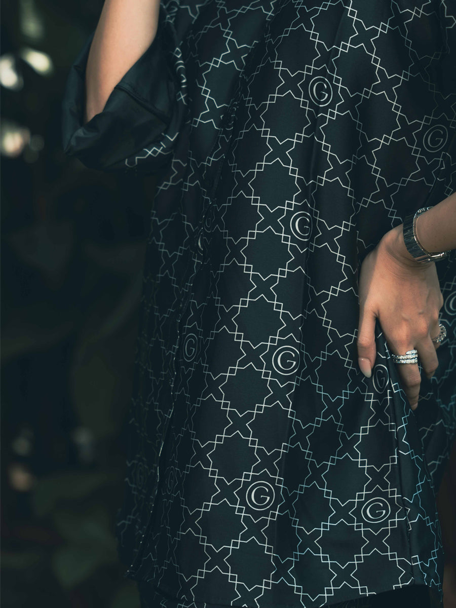 Galticverse Monogram Ethereal Silk Satin Coord set