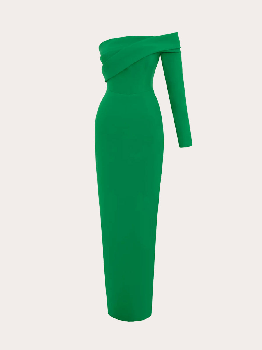 Celestial Cascade Sleeve Drapée Maxi Dress