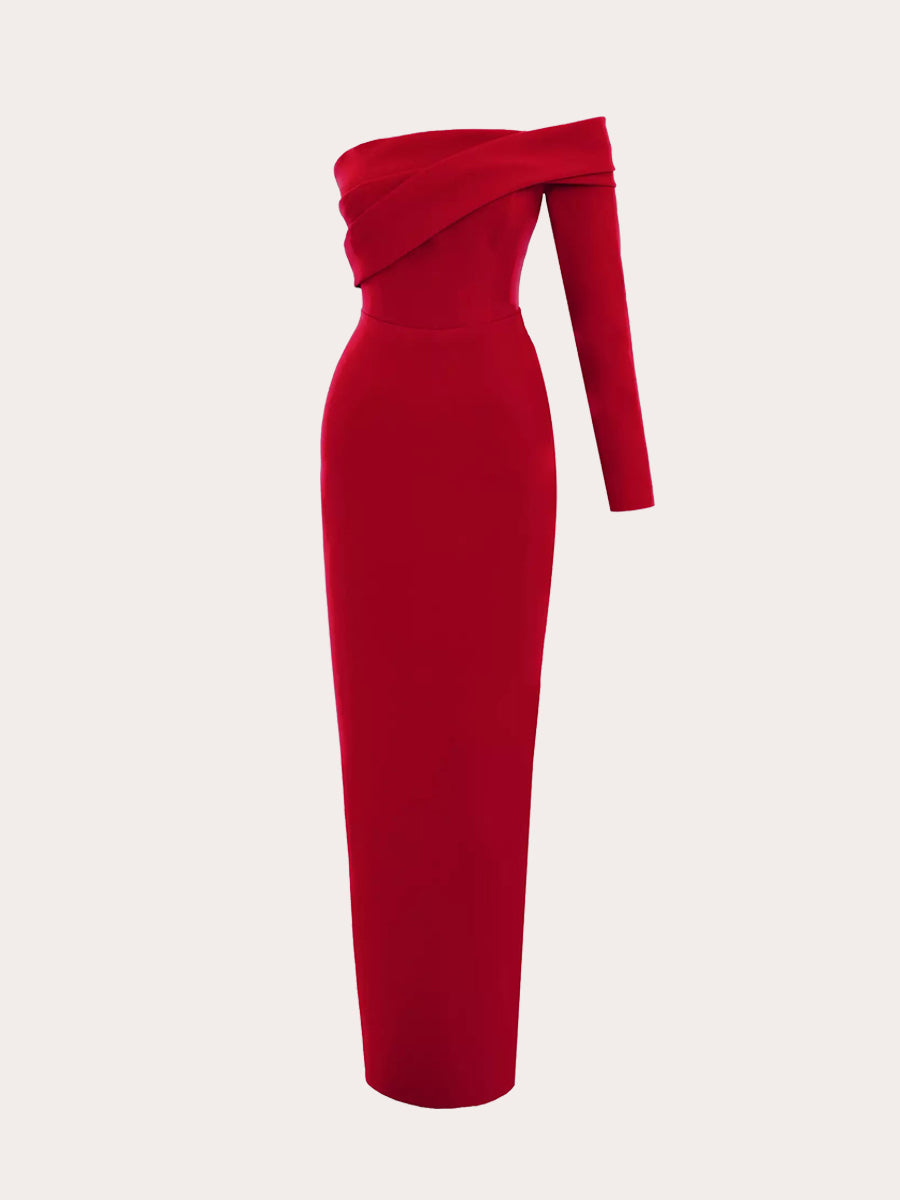 Celestial Cascade Sleeve Drapée Maxi Dress