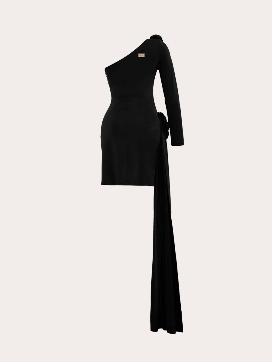 Noir Rose Drapée Mini Dress