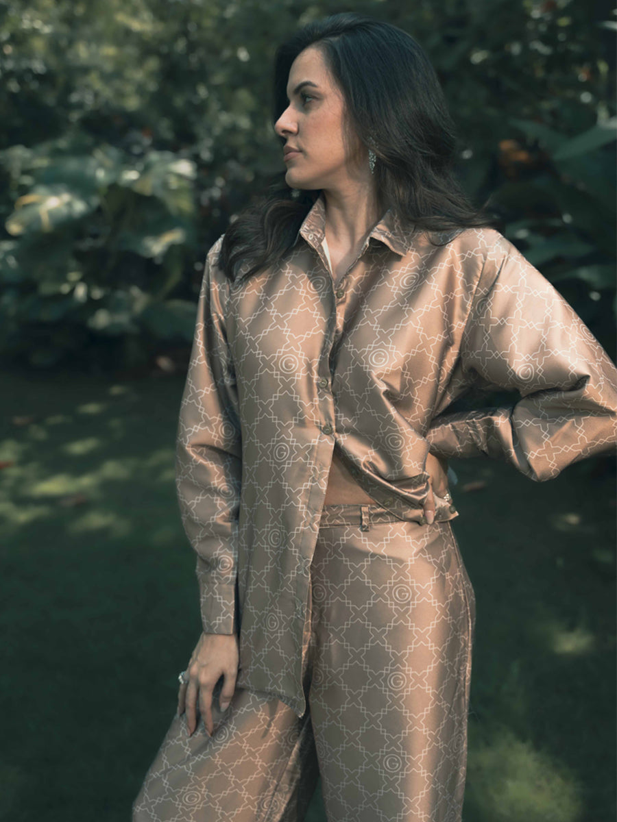 Galticverse Monogram Ethereal Silk Satin Coord set