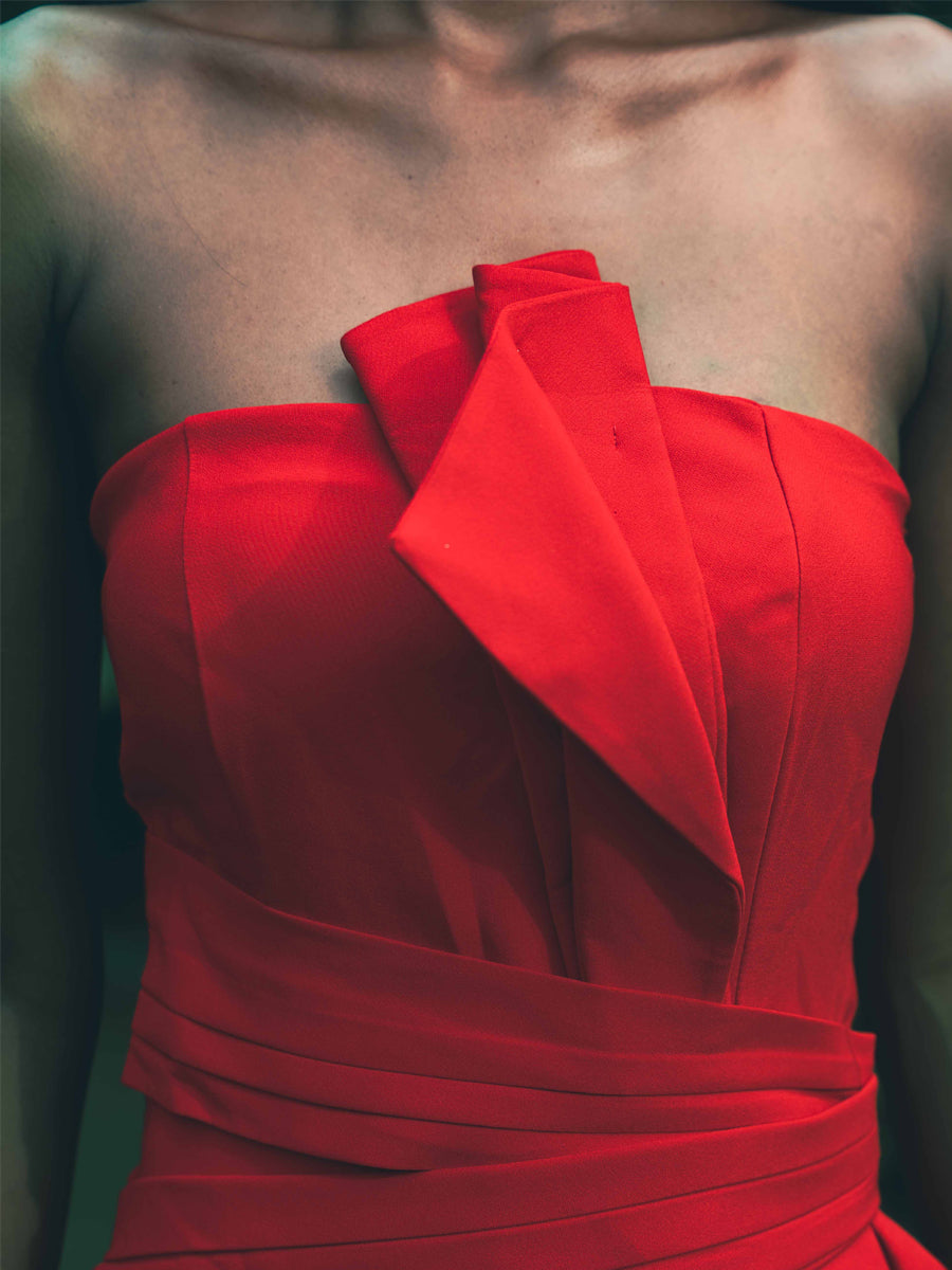 Rouge Harmonie Drapée Maxi Dress