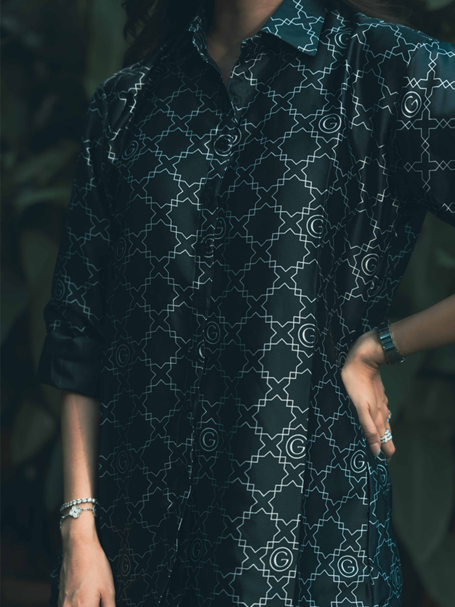 Galticverse Monogram Ethereal Silk Satin Coord set