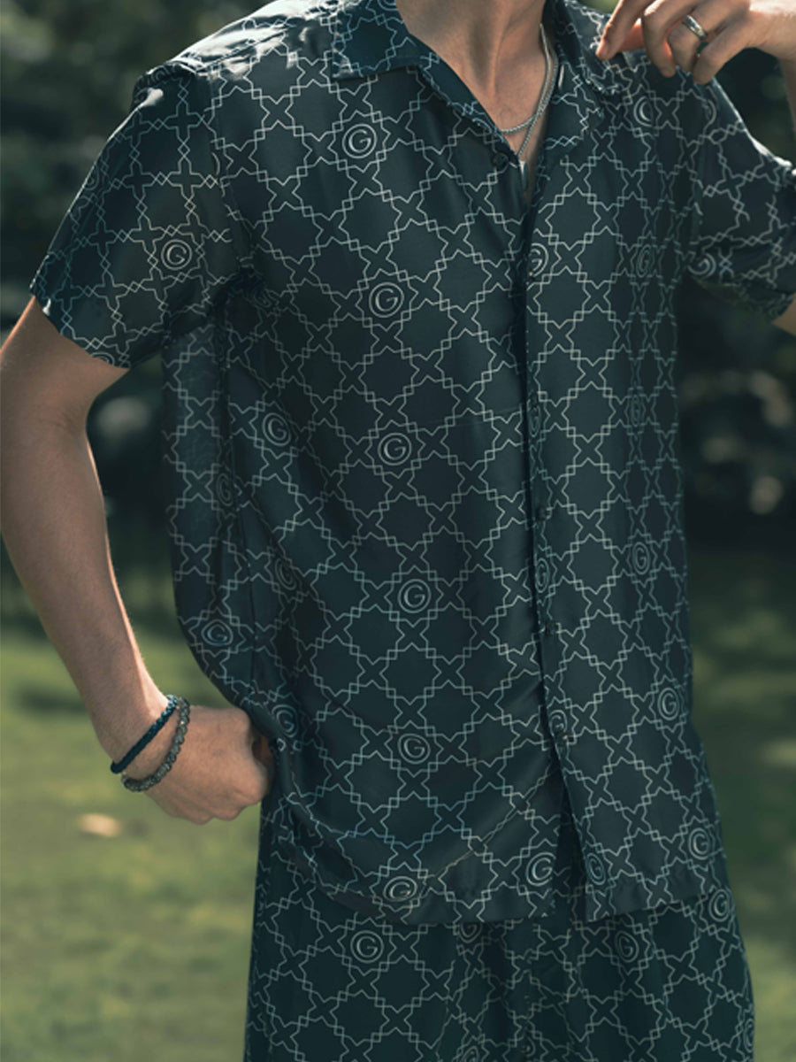 Galticverse Monogram Silk Satin Coord Set