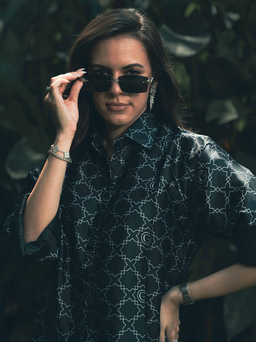 Galticverse Monogram Ethereal Silk Satin Coord set