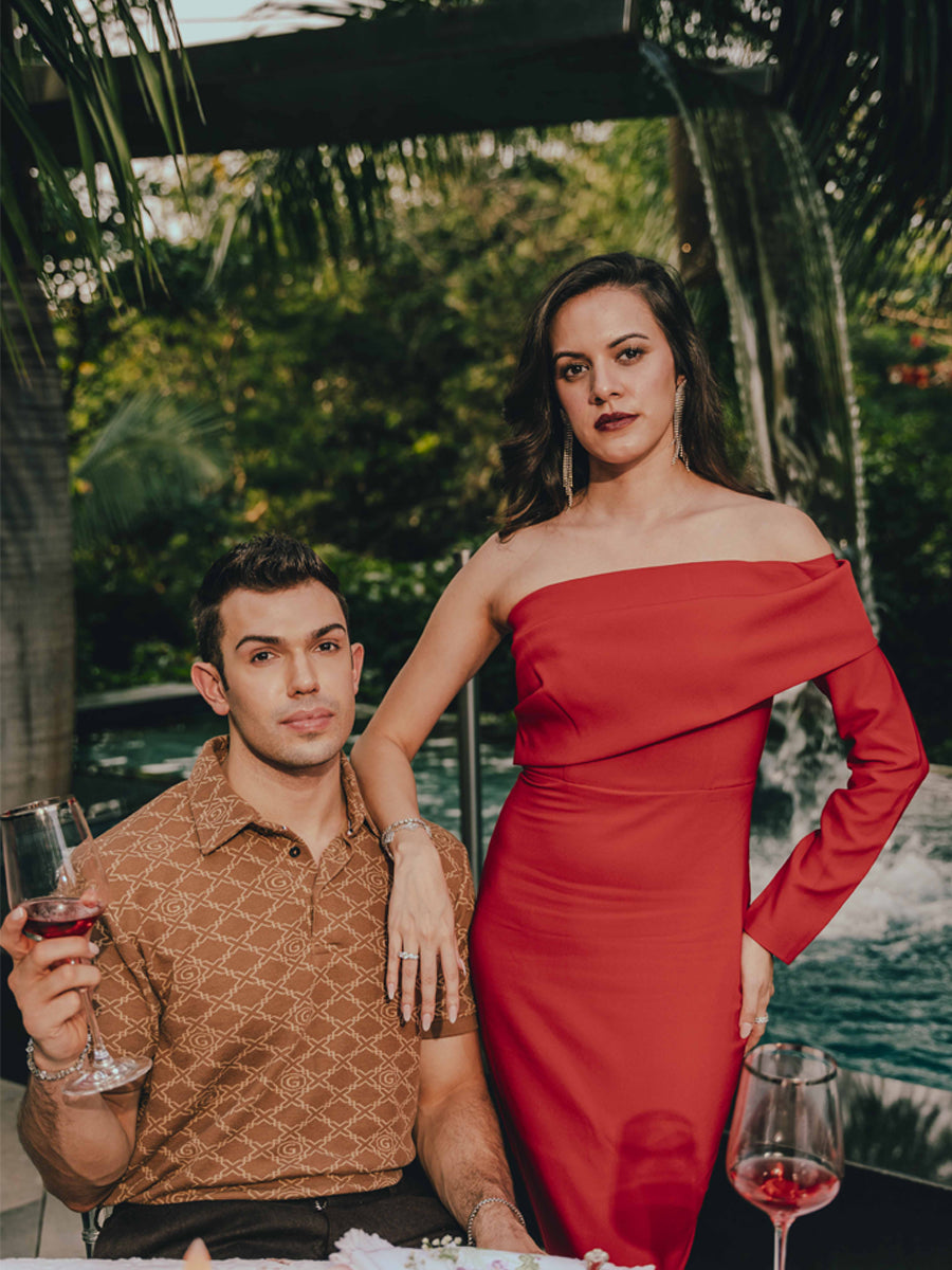 Celestial Cascade Sleeve Drapée Maxi Dress