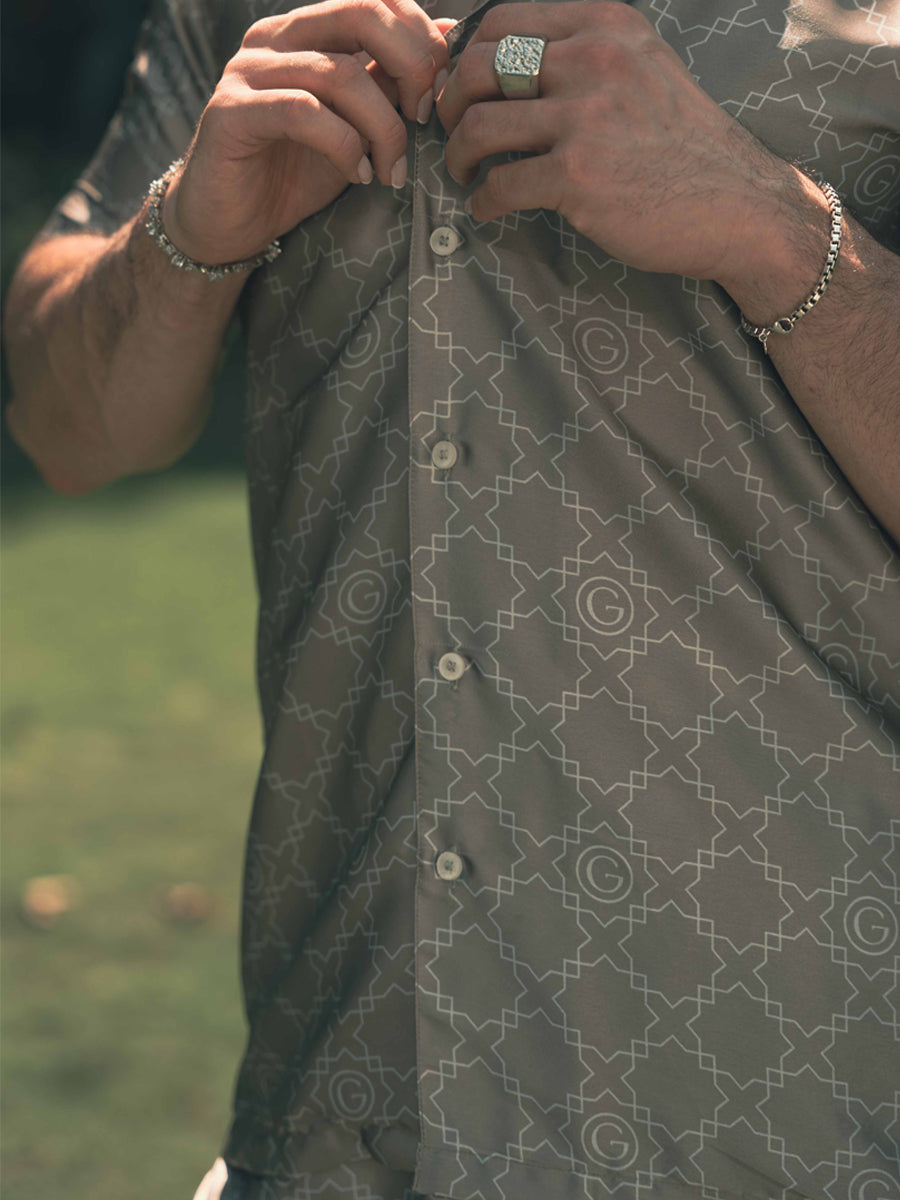 Galticverse Monogram Silk Satin Coord Set