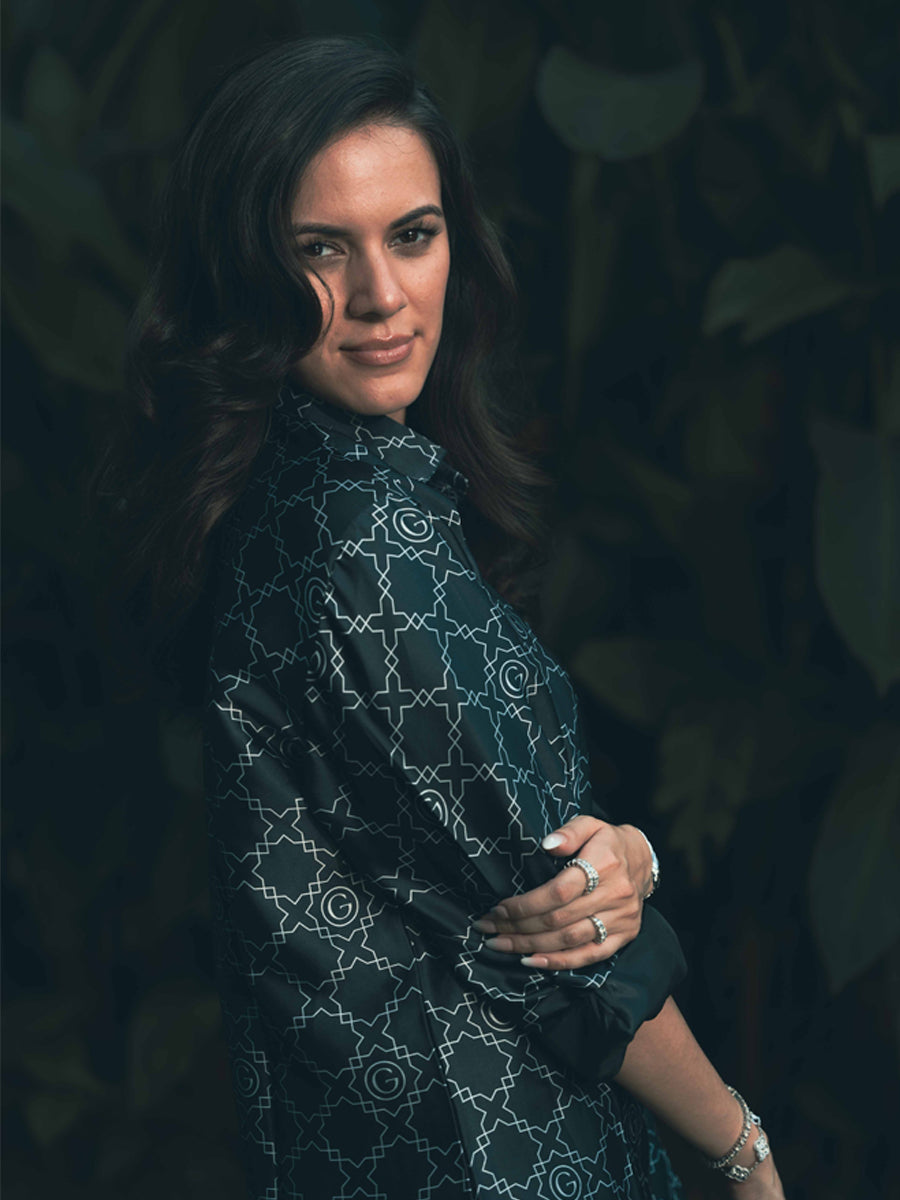 Galticverse Monogram Ethereal Silk Satin Coord set