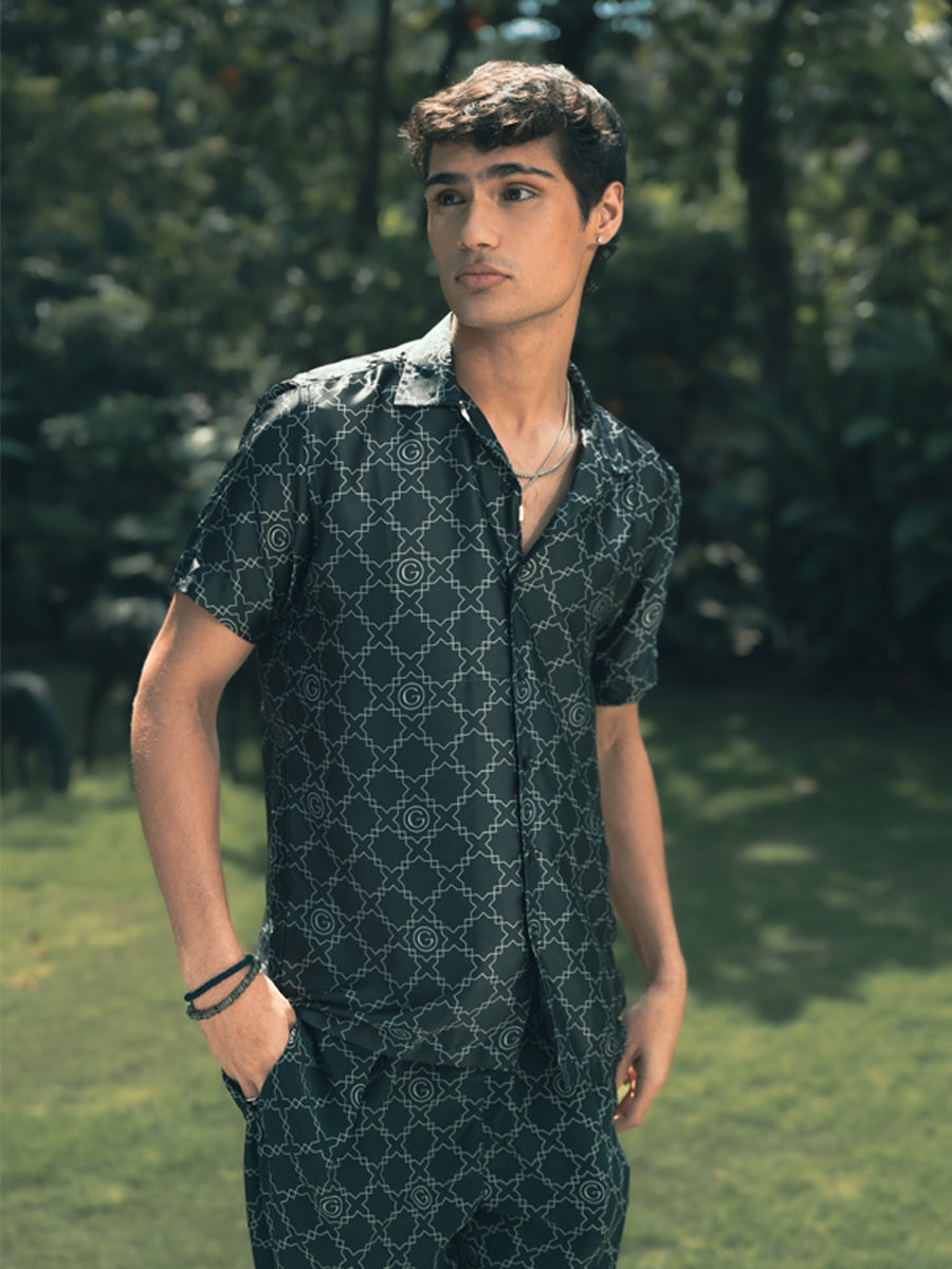 Galticverse Monogram Silk Satin Coord Set